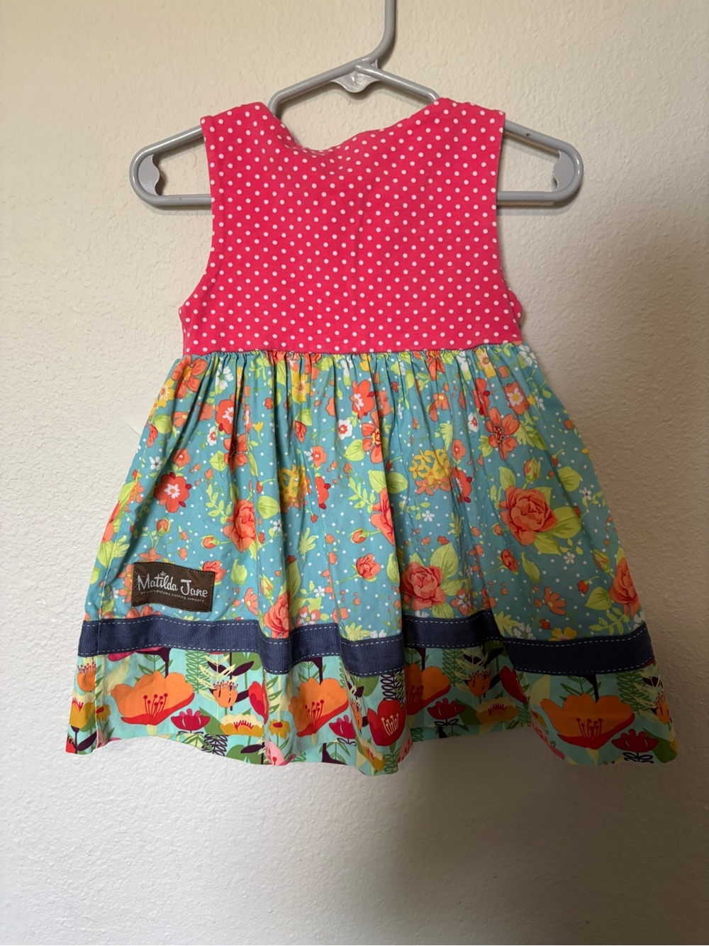 Matilda Jane Girls' Pink & Aqua Floral Sleeveless Dress 2T - Picture 4 of 4